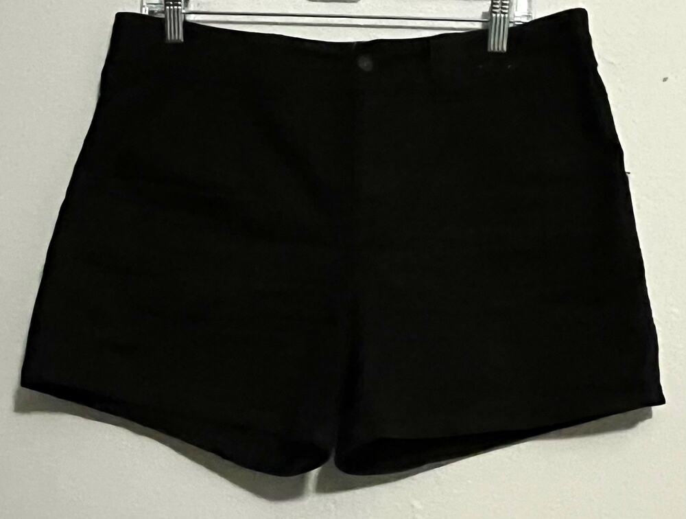 Stretch Women's Chino Shorts Size 12 Black Twill Cotton Spandex Mid-Rise Pockets